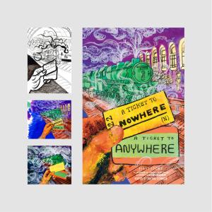 et To Nowhere, A Ticket To Anywhere cover illustration Spec: B-format, paperback Hand-painted the cover art and lettered the title for the charity First Story children’s book anthology